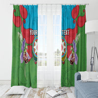 Personalized Azerbaijan Window Curtain Khari Bulbul Buta Pattern Emblem Flame