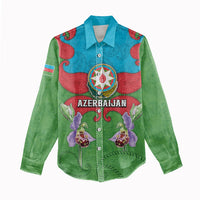 Personalized Azerbaijan Women Casual Shirt Khari Bulbul Buta Pattern Emblem Flame