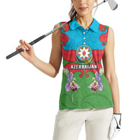 Personalized Azerbaijan Women Sleeveless Polo Shirt Khari Bulbul Buta Pattern Emblem Flame
