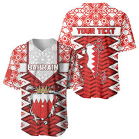 Personalized Bahrain Baseball Jersey Royal Coat Of Arms And Map Islamic Pattern