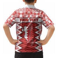 Personalized Bahrain Kid Hawaiian Shirt Royal Coat Of Arms And Map Islamic Pattern