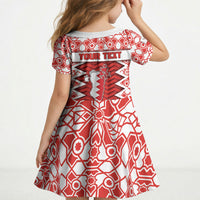 Personalized Bahrain Kid Short Sleeve Dress Royal Coat Of Arms And Map Islamic Pattern