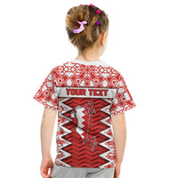 Personalized Bahrain Kid T Shirt Royal Coat Of Arms And Map Islamic Pattern