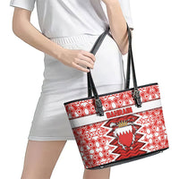 Bahrain Leather Tote Bag Royal Coat Of Arms And Map Islamic Pattern