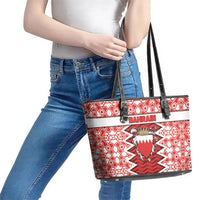 Bahrain Leather Tote Bag Royal Coat Of Arms And Map Islamic Pattern
