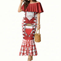 Personalized Bahrain Mermaid Dress Royal Coat Of Arms And Map Islamic Pattern
