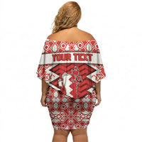 Personalized Bahrain Off Shoulder Short Dress Royal Coat Of Arms And Map Islamic Pattern