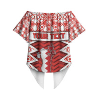 Personalized Bahrain Off Shoulder Wrap Waist Top Royal Coat Of Arms And Map Islamic Pattern