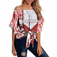 Personalized Bahrain Off Shoulder Wrap Waist Top Royal Coat Of Arms And Map Islamic Pattern