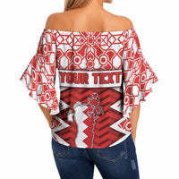 Personalized Bahrain Off Shoulder Wrap Waist Top Royal Coat Of Arms And Map Islamic Pattern