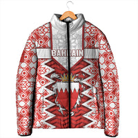 Personalized Bahrain Padded Jacket Royal Coat Of Arms And Map Islamic Pattern