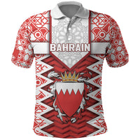 Personalized Bahrain Polo Shirt Royal Coat Of Arms And Map Islamic Pattern