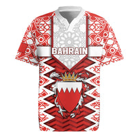 Personalized Bahrain Rugby Jersey Royal Coat Of Arms And Map Islamic Pattern