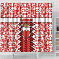 Bahrain Shower Curtain Royal Coat Of Arms And Map Islamic Pattern