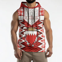 Personalized Bahrain Sleeveless Hoodie Royal Coat Of Arms And Map Islamic Pattern