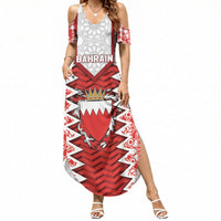 Personalized Bahrain Summer Maxi Dress Royal Coat Of Arms And Map Islamic Pattern