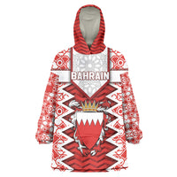 Personalized Bahrain Wearable Blanket Hoodie Royal Coat Of Arms And Map Islamic Pattern