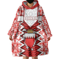 Personalized Bahrain Wearable Blanket Hoodie Royal Coat Of Arms And Map Islamic Pattern