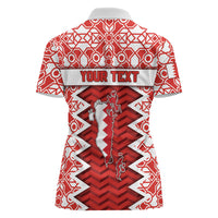 Personalized Bahrain Women Polo Shirt Royal Coat Of Arms And Map Islamic Pattern