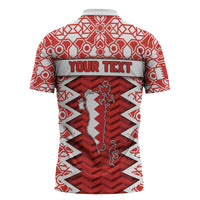 Personalized Bahrain Zipper Polo Shirt Royal Coat Of Arms And Map Islamic Pattern