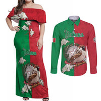 Personalized Italy Couples Matching Off Shoulder Maxi Dress and Long Sleeve Button Shirt Sparrow With Symbol Italiana - Wonder Print Shop