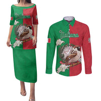 Personalized Italy Couples Matching Puletasi and Long Sleeve Button Shirt Sparrow With Symbol Italiana - Wonder Print Shop