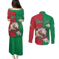 Personalized Italy Couples Matching Puletasi and Long Sleeve Button Shirt Sparrow With Symbol Italiana - Wonder Print Shop