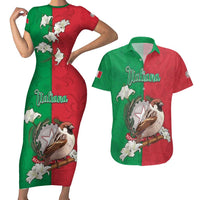 Personalized Italy Couples Matching Short Sleeve Bodycon Dress and Hawaiian Shirt Sparrow With Symbol Italiana - Wonder Print Shop