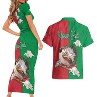 Personalized Italy Couples Matching Short Sleeve Bodycon Dress and Hawaiian Shirt Sparrow With Symbol Italiana - Wonder Print Shop