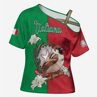 Personalized Italy Cross Shoulder Shirt Sparrow With Symbol Italiana - Wonder Print Shop