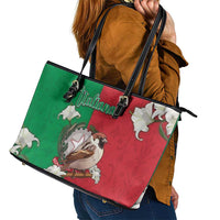 Italy Leather Tote Bag Sparrow With Symbol Italiana - Wonder Print Shop