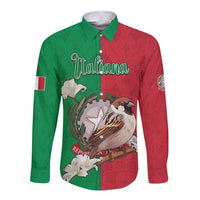 Personalized Italy Long Sleeve Button Shirt Sparrow With Symbol Italiana - Wonder Print Shop
