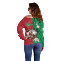 Personalized Italy Off Shoulder Sweater Sparrow With Symbol Italiana - Wonder Print Shop