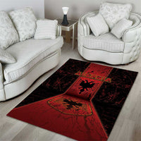 Albania Area Rug Black Double Headed Eagle - Wonder Print Shop