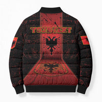 Personalized Albania Bomber Puffer Jacket Black Double Headed Eagle - Wonder Print Shop