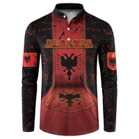 Personalized Albania Button Sweatshirt Black Double Headed Eagle - Wonder Print Shop