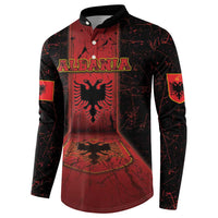 Personalized Albania Button Sweatshirt Black Double Headed Eagle - Wonder Print Shop