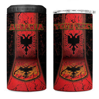 Personalized Albania 4 in 1 Can Cooler Tumbler Black Double Headed Eagle - Wonder Print Shop