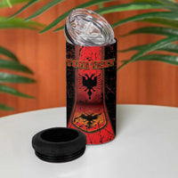 Personalized Albania 4 in 1 Can Cooler Tumbler Black Double Headed Eagle - Wonder Print Shop