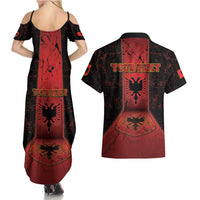 Personalized Albania Couples Matching Summer Maxi Dress and Hawaiian Shirt Black Double Headed Eagle - Wonder Print Shop