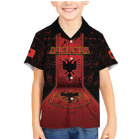 Personalized Albania Family Matching Mermaid Dress and Hawaiian Shirt Black Double Headed Eagle - Wonder Print Shop