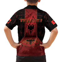 Personalized Albania Family Matching Off Shoulder Maxi Dress and Hawaiian Shirt Black Double Headed Eagle - Wonder Print Shop