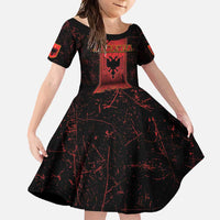Personalized Albania Family Matching Off Shoulder Maxi Dress and Hawaiian Shirt Black Double Headed Eagle - Wonder Print Shop