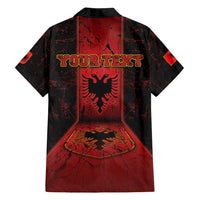 Personalized Albania Family Matching Off Shoulder Maxi Dress and Hawaiian Shirt Black Double Headed Eagle - Wonder Print Shop