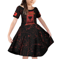 Personalized Albania Family Matching Off Shoulder Short Dress and Hawaiian Shirt Black Double Headed Eagle - Wonder Print Shop