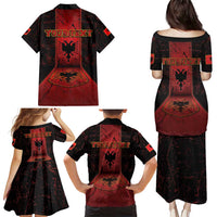 Personalized Albania Family Matching Puletasi and Hawaiian Shirt Black Double Headed Eagle - Wonder Print Shop