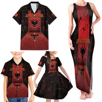 Personalized Albania Family Matching Tank Maxi Dress and Hawaiian Shirt Black Double Headed Eagle - Wonder Print Shop