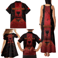 Personalized Albania Family Matching Tank Maxi Dress and Hawaiian Shirt Black Double Headed Eagle - Wonder Print Shop