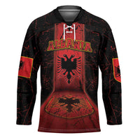 Personalized Albania Hockey Jersey Black Double Headed Eagle - Wonder Print Shop