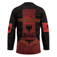 Personalized Albania Hockey Jersey Black Double Headed Eagle - Wonder Print Shop